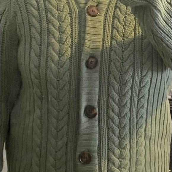 Woman’s St. John's Bay Sage Green Cable Knit Button Up Warm Cardigan - Picture 2 of 5